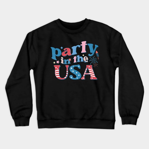 Party in the USA 4th of July Design Crewneck Sweatshirt by Kribis